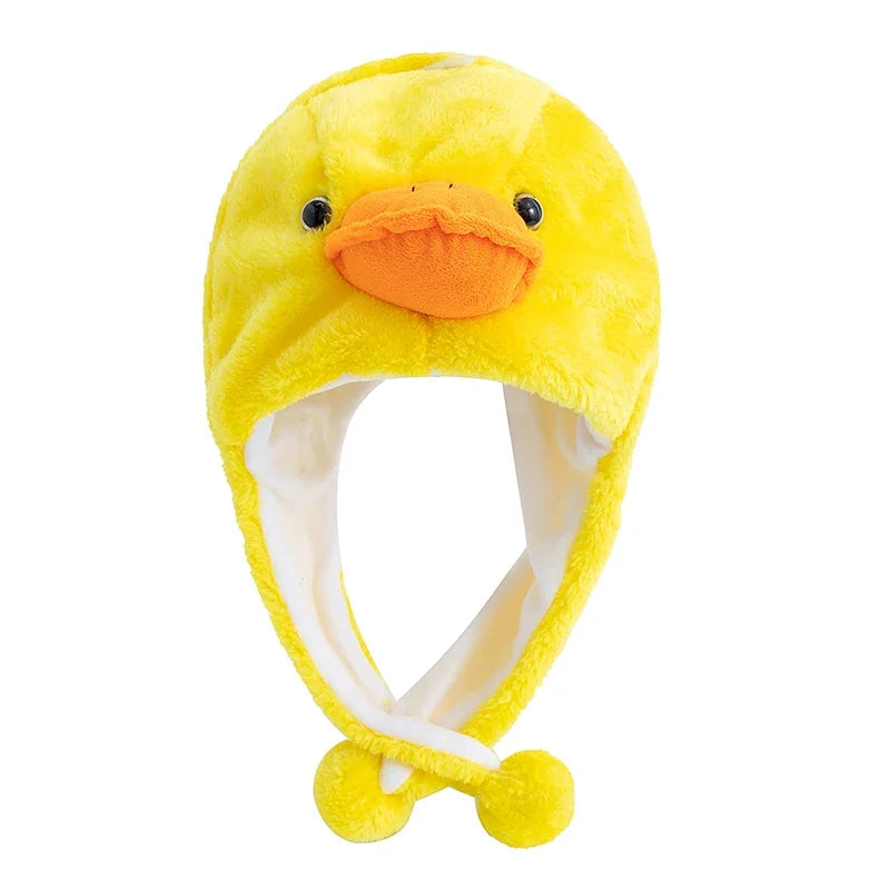 Women's plush 3D animal winter hat, funny unisex couple cap with decorative style by HSF Marketplace