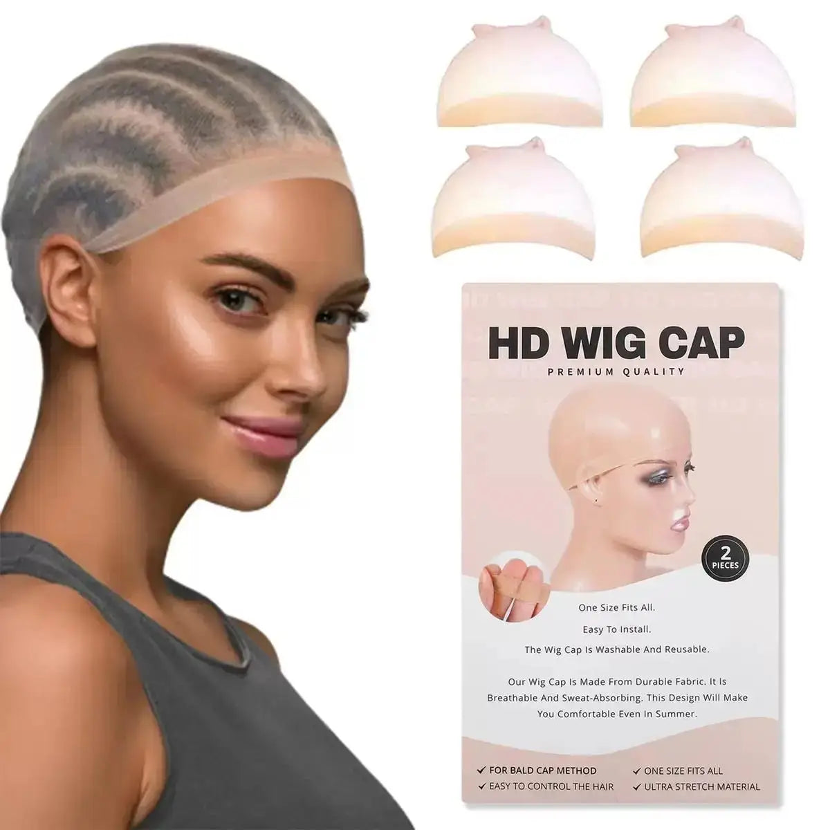 10-piece invisible no-slip stretchy wig caps for lace front wigs, HSF Marketplace hair styling tools