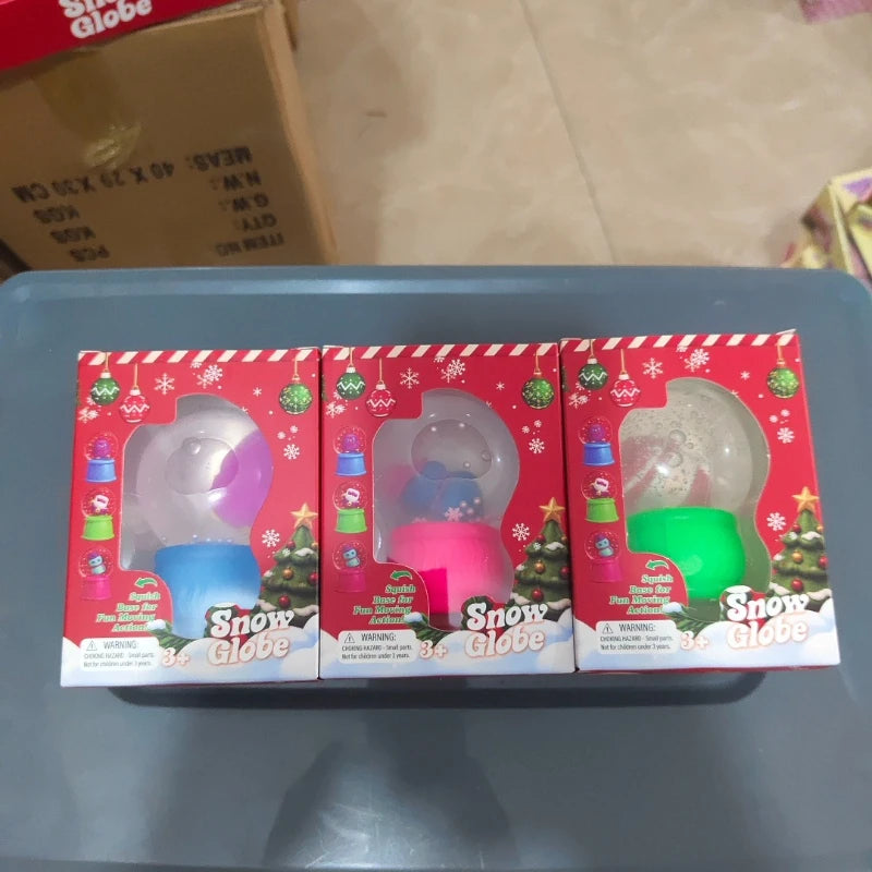 Christmas snow globe squishy sensory toy by HSF Marketplace featuring a festive holiday snow globe design and soft, squeezable texture.