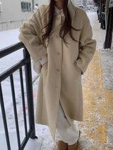 Korean style woolen coat for women, soft warm K-Culture fashion design by HSF Marketplace