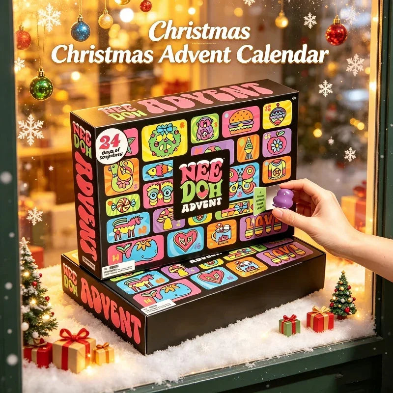 NeeDoh Advent Calendar 2026 with 24 sensory fidget toys in colorful numbered countdown compartments