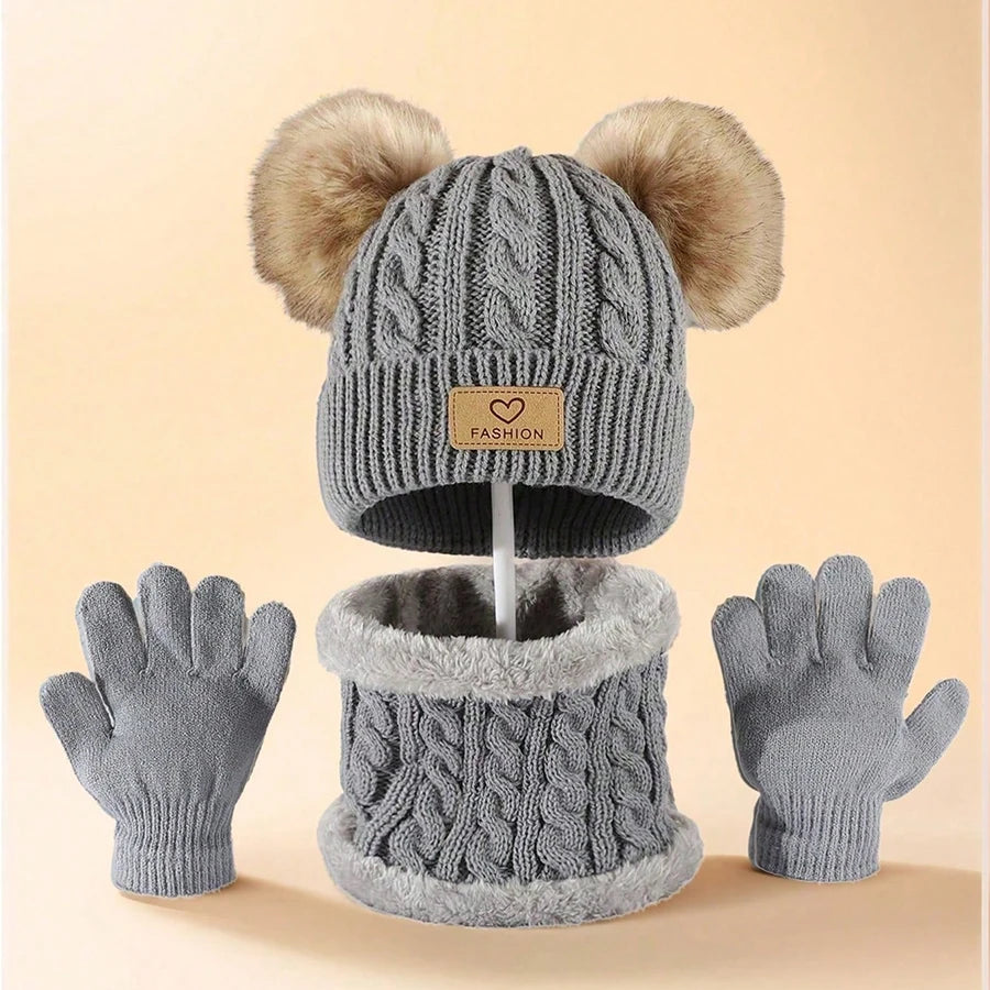 Children's warm hat and neck gloves set by HSF Marketplace for autumn and winter wear