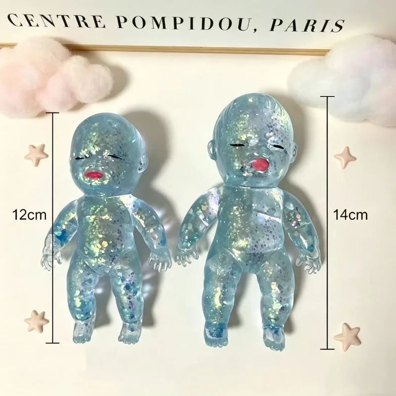 Clear Doll Fidget Toy, Sequin Filled Interior, Anxiety Relief Toy for Students