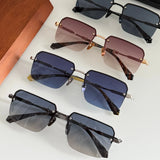 Fashion high-end women's and men's frameless sunglasses by HSF Marketplace with titanium frames, ideal for travel and beach sunshade.