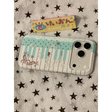 Mint green kitten piano keys phone case for iPhone, HSF Marketplace