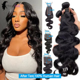 Body Wave Human Hair Bundles And Closure 2x6 4x4 5x5 Lace Closure 26 inch Human Hair Bundles With Closure Brazilian Raw Hair Bundles 100% Human Hair Extensions Soft Thick Body Wave Bundles Deals No Tangle Shedding With Transp