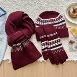 Women's knitted wool hat, scarf and gloves set in soft cashmere texture by HSF Marketplace
