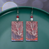 Red brown vintage tree dangle earrings for women by HSF Marketplace