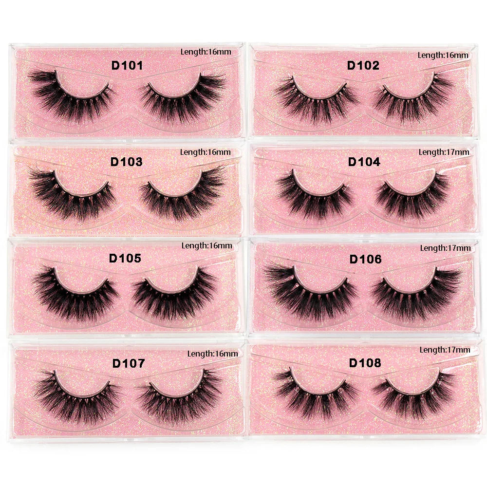HSF 3D mink false eyelashes for a soft, natural look, reusable eyelash extensions in a curved lash tray