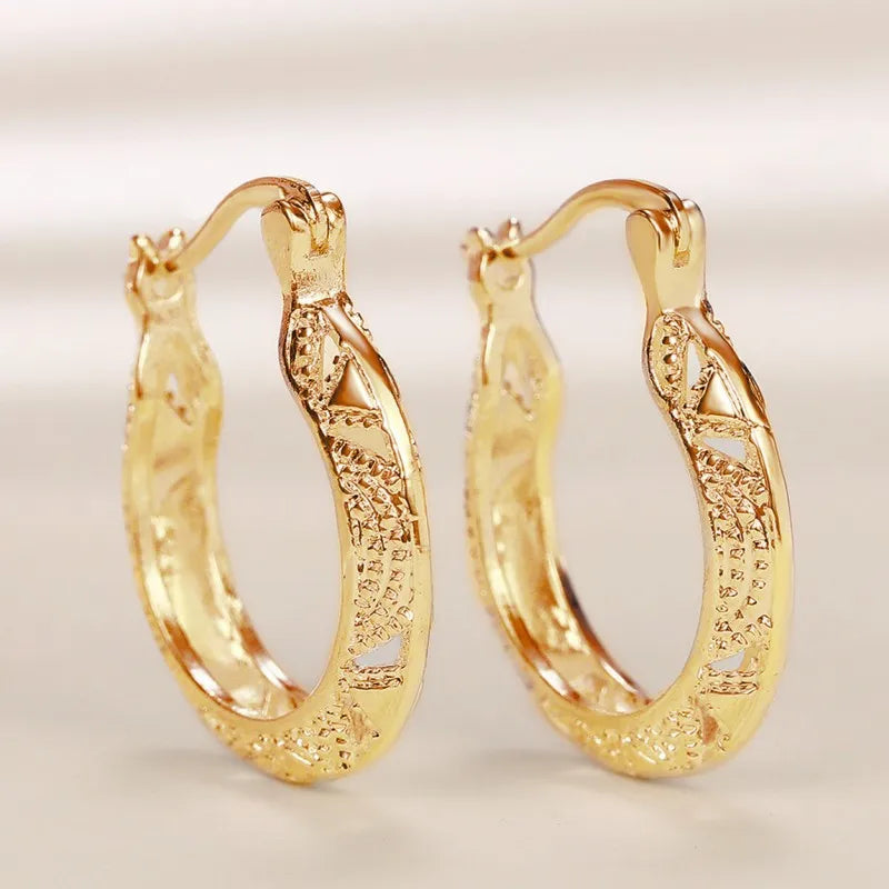 Huitan hollow out hoop earrings for women in modern metal style, HSF Marketplace jewelry