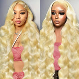 200% 250% Density 613 Blonde Lace Front Wigs Body Wave Human Hair 13x6 13x4 Hd Lace Frontal Wig Pre Plucked Brazilian Ponytail Human Hair Lace Frontal Wig For Women Ready to Wear On Clearance Sale Pre Plucked Wig Party Work
