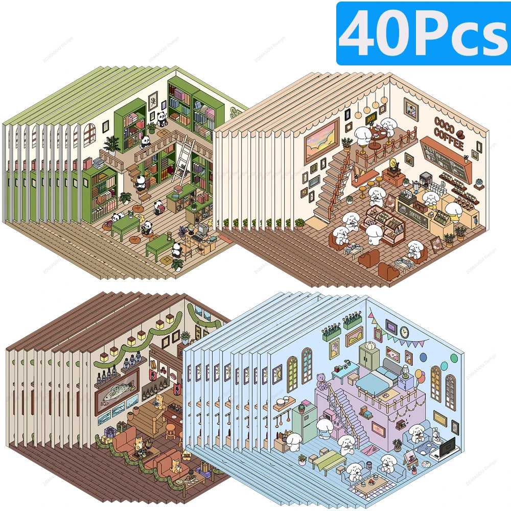 3D landscaping stickers for miniature scenes by HSF Marketplace, featuring trees, plants, and garden details
