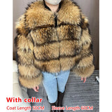 Women's luxury thick real raccoon fur coat in plus sizes, shown in a neutral color with a plush texture