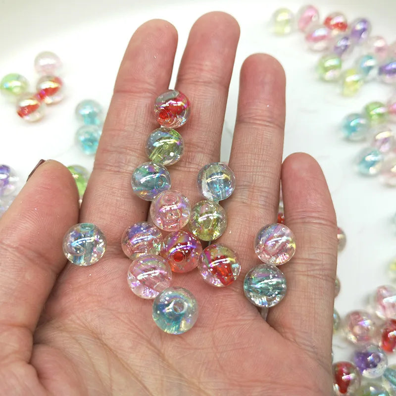 Colorful 10mm acrylic beads, 50-piece set for jewelry making and hair styling by HSF Marketplace