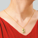Stainless steel Dawapara Tarot Cards necklace featuring Major Arcana charm, divination jewelry for women with wealth amulet design.