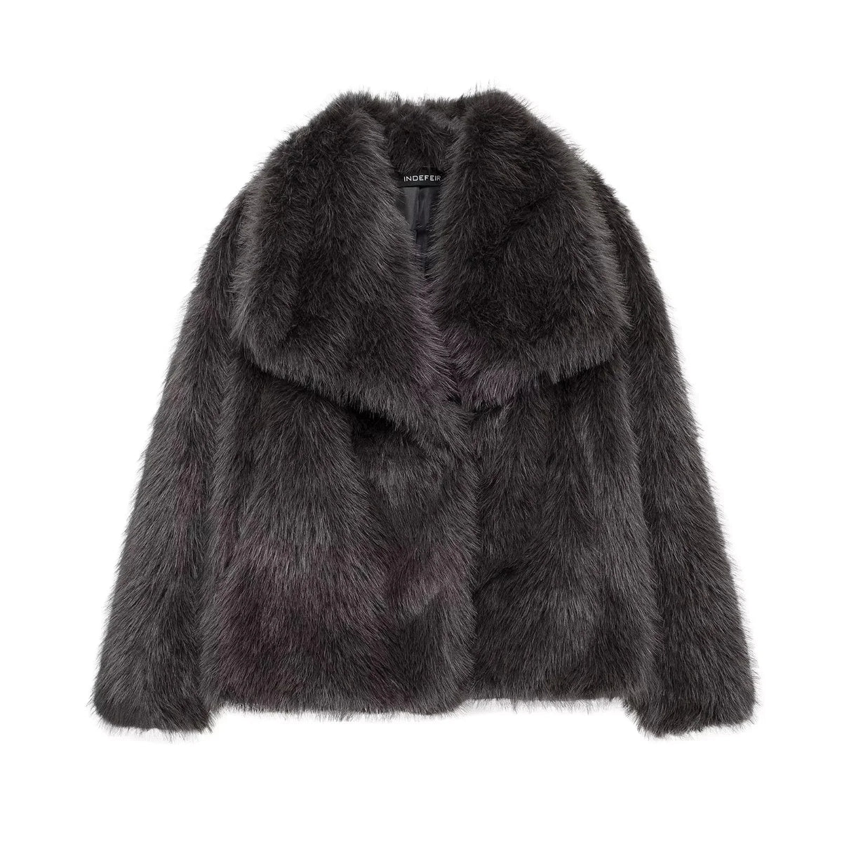 Brown faux fur women’s warm jacket by HSF Marketplace for elegant casual style