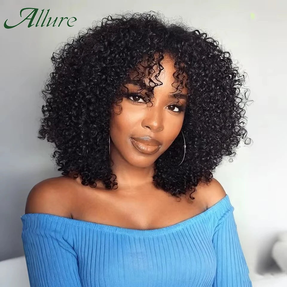 Curly bob wig made with natural human hair by HSF Marketplace