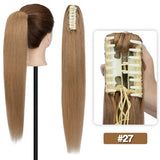 S-noilite straight human hair claw clip ponytail extension, natural black, blonde, and brown shades