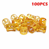 Golden cuffs hair rings for dreadlocks and braids, 50/100-piece set by HSF Marketplace