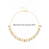 Bohemian multicolor teardrop crystal necklace with gold-plated water drop CZ pendant, delicate jewelry for women
