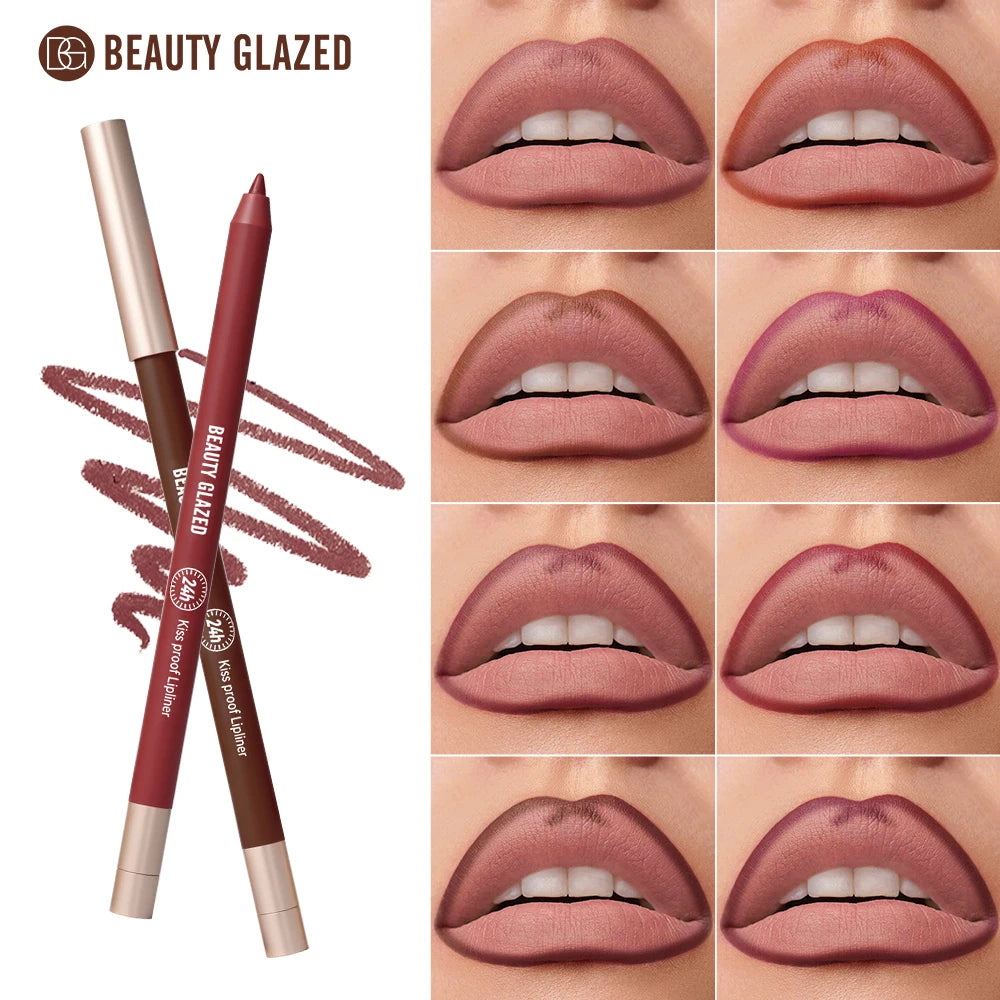 HSF Marketplace matte velvet lip liner pencil in 8 colors, long-lasting waterproof and non-sticky for precise lip definition.