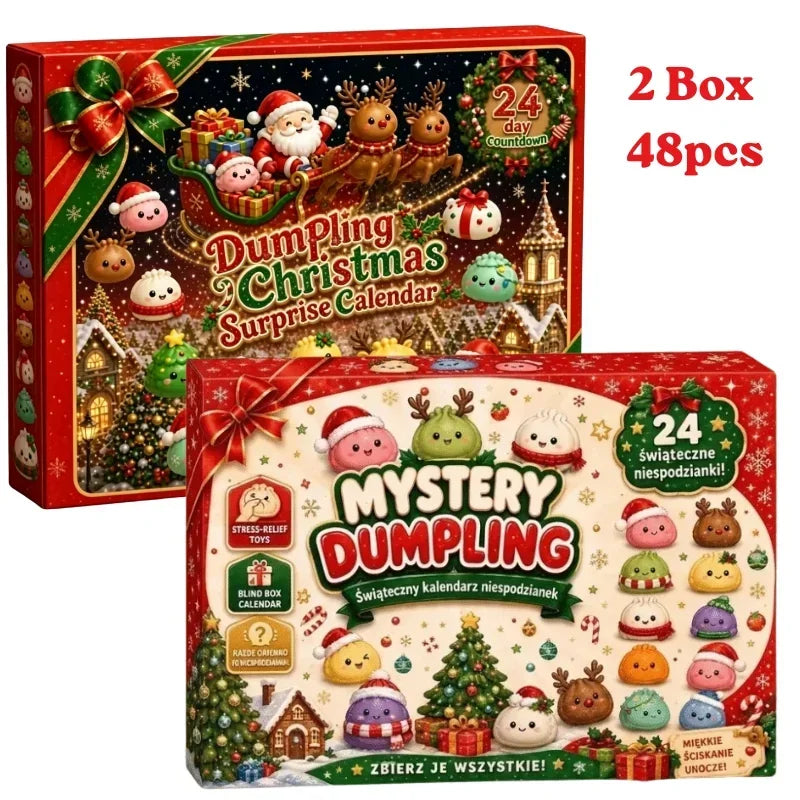 Christmas dumpling squishy advent calendar with 24-day countdown and slow-rising sensory toy surprises