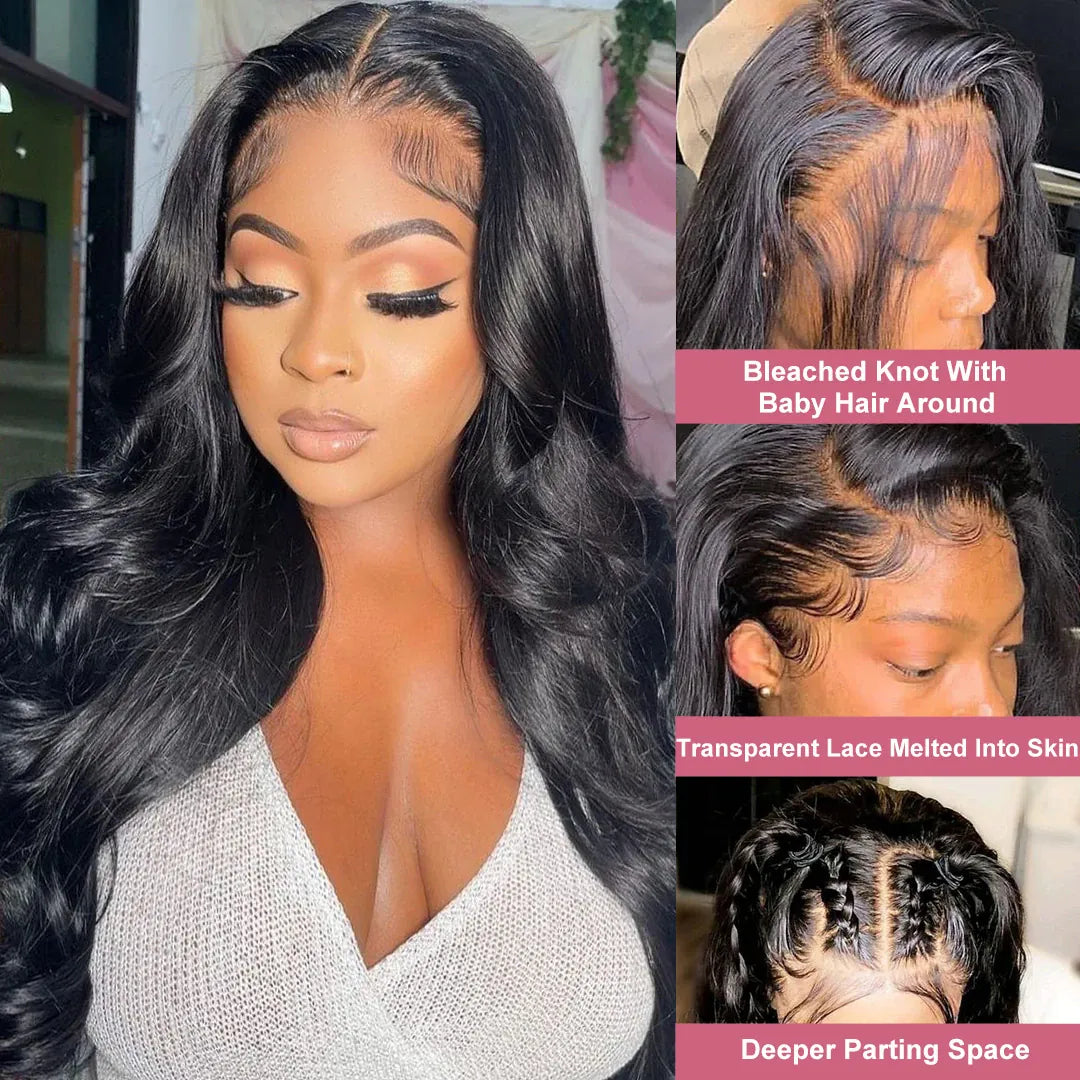 13x4 HD Transparent Body Wave Lace Front Wig 36 Inch 13x6 Lace Frontal Brazilian Human Hair Natural Wigs Pre Plucked For Women