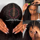 12A Kinky Straight Crochet Human Hair Bundles Miracle Knots Crochet Hair Human Hair Crochet Braids 16-26 Inch Burmese Curly Feather Crochet Human Hair Extension Pre Separated Knotless Reusable Crochet Human Hair For Black Wom