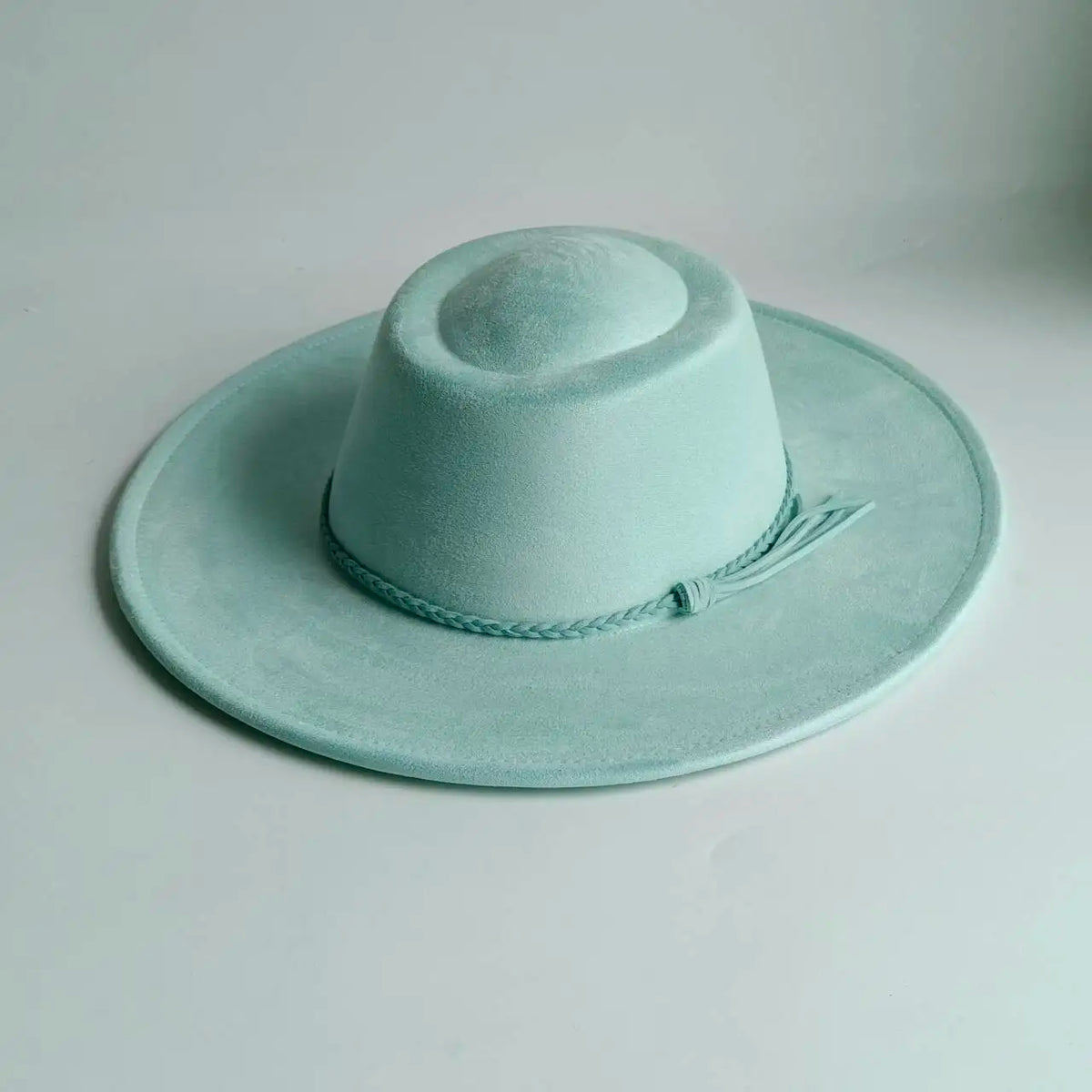 Khaki wide brim vegan suede fedora hat for women and men, autumn and winter style