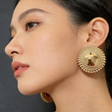 Gold plated hoop earrings for women, elegant wedding jewelry by HSF Marketplace
