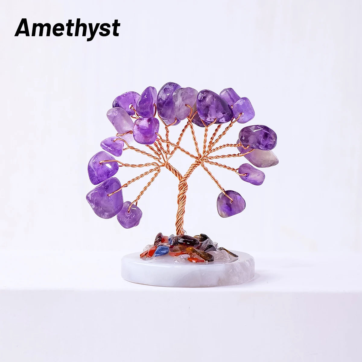 12pcs/box Natural Gemstone Crystal Chakela Lucky Tree With Agate Base Home Office Desk Living Room Crystal Decor Mini Sized Home