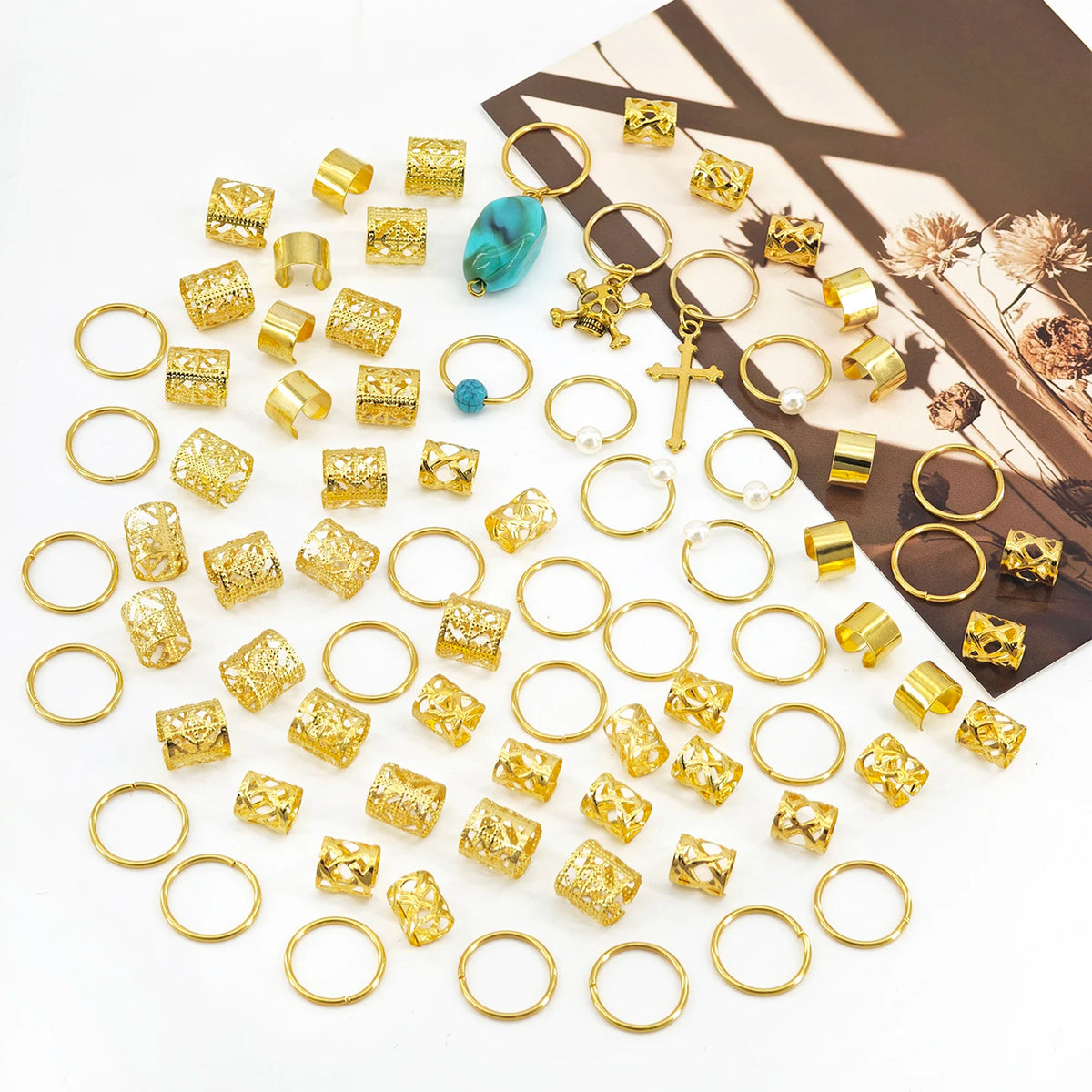 79PCS gold hair jewelry clips for dreadlocks and braids, HSF Marketplace hair styling tools set