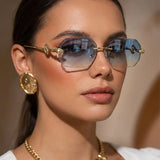 Unisex snake-shaped metal sunglasses with irregular frame and UV protection, featuring fashionable sunshades by HSF Marketplace.