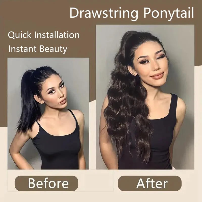 Body Wave Drawstring Ponytail 100g 12A Remy 100% Human Hair Ponytail Natural Black 22inch Ponytail For Women 26inch