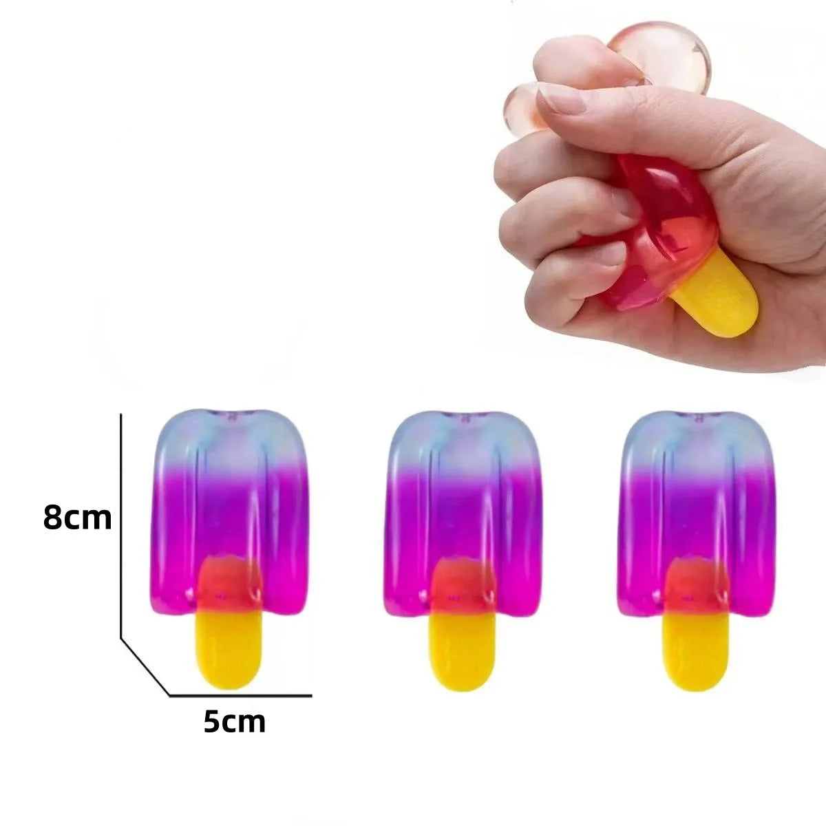 Gradient Liquid Filled Popsicle Squishy Toy Stress Relief Hand Squeeze Gadget Desktop Ornament For Birthday And Holiday Gift Use