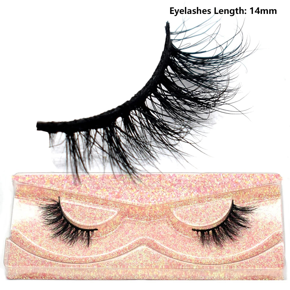 3D Mink Half Eye Lashes Natural Lightweight Short Fake Eyelashes Soft Fluffy Clear Band Strip Mink Lashes Extension