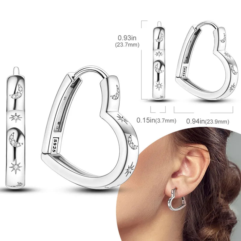 925 sterling silver hoop earrings with zirconia, hypoallergenic fashion jewelry for women and girls