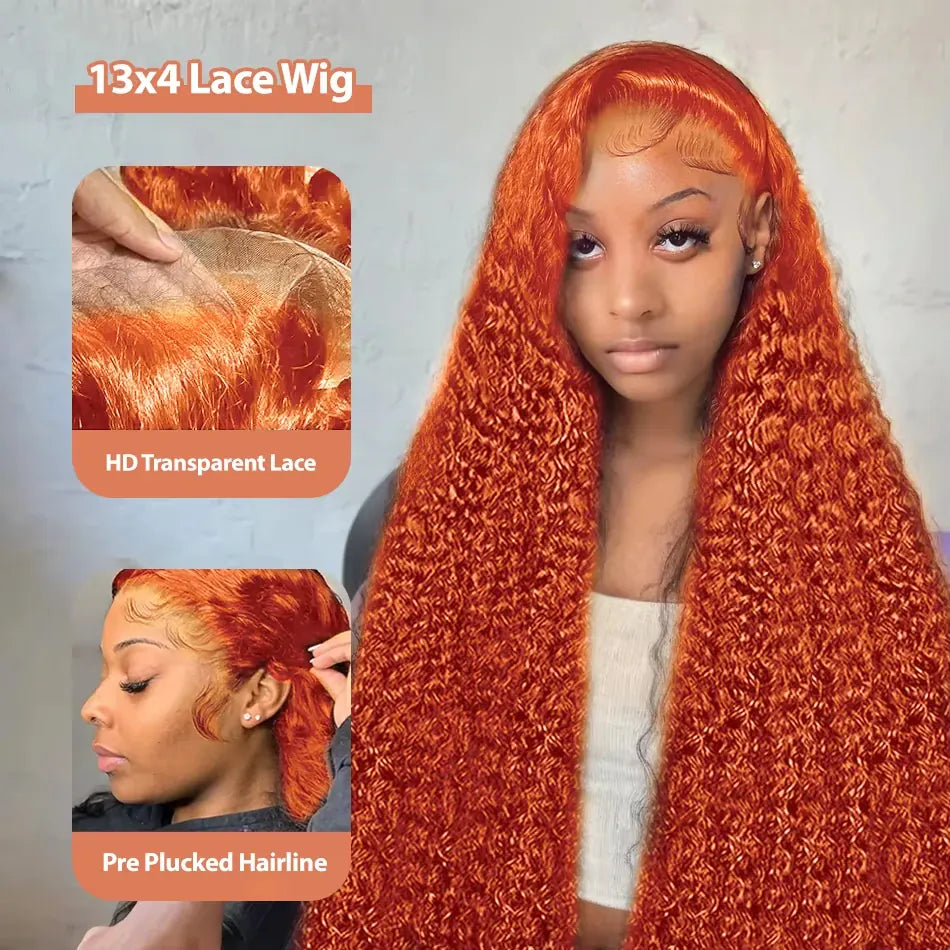 Orange ginger 30-inch deep wave human hair wig for Black women by HSF Marketplace