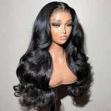 5x5 HD lace body wave human hair wig by HSF Marketplace shown with flowing waves and natural-looking lace parting
