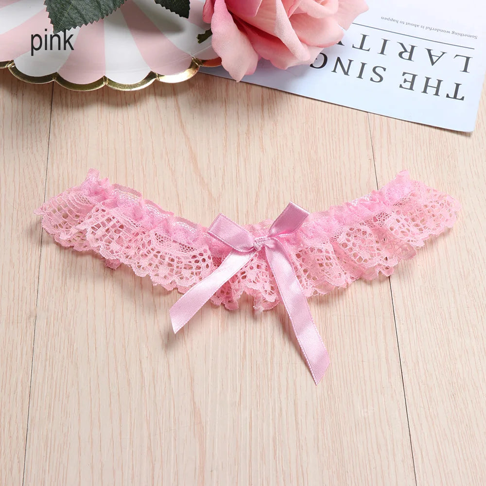 Women's lace bow leg ring garter belt, bowknot thigh loop for bridal cosplay and lingerie outfits