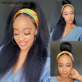 Yaki straight headband wig by HSF Marketplace, 18-22 inch 100% human hair, glueless kinky straight full machine-made wig for women