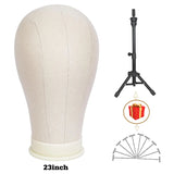 21inch 23inch Wig Head Mannequin Head with Wig Stand, Manikin Canvas Head for Wigs Making Display with Pins