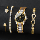 4PCS/Set Fashion Small Dial Women Watches Ladies Luxury Analog Quartz Wristwatch Bracelets Set Reloj Mujer（Without Box）