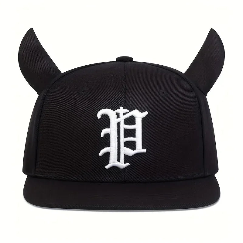 Unisex P letter embroidered baseball hat with adjustable strap, breathable trucker mesh, and curved brim
