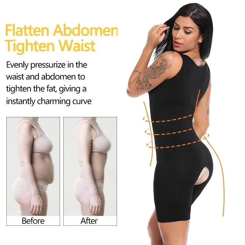 MISSMOLY women’s full-body shapewear bodysuit with open crotch, corset support, and tummy control