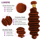 #350 Ginger Orange Omber Colored Loose Deep Wave Bundles With Lace Closure Frontal Preplucked  Human Hair Bundles With Frontal