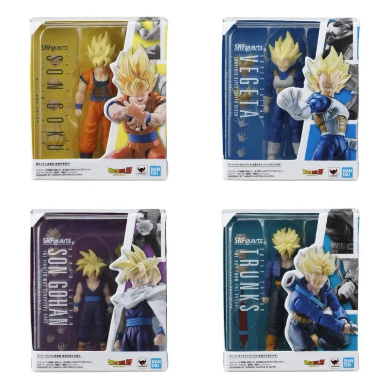 HBandai Dragon Ball SHF mini Gashapon Goku, Vegeta and Trunks anime figures, 5cm desktop collectible set