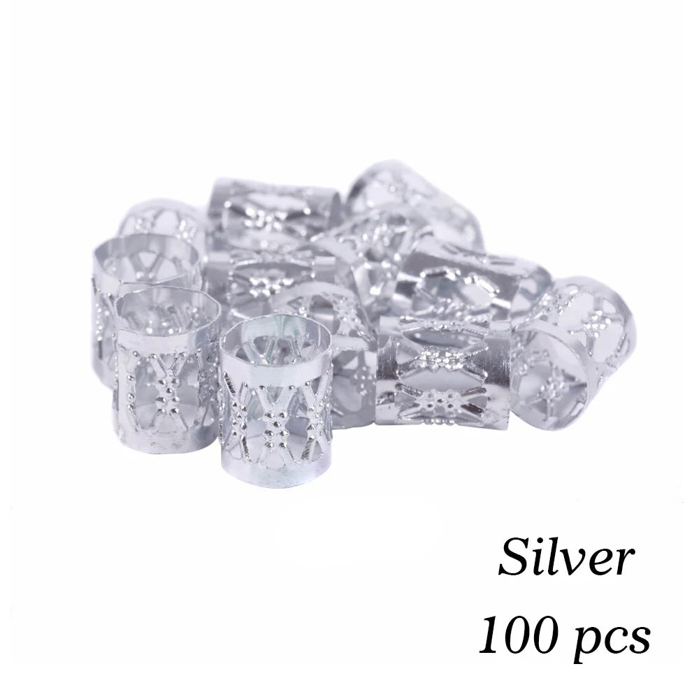 50-piece hollow-out hair rings for braiding and dreadlocks, HSF hair styling tools