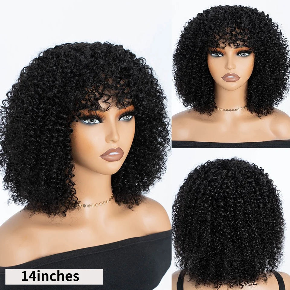Curly bob human hair wig by HSF Marketplace with voluminous curls and a natural-looking style