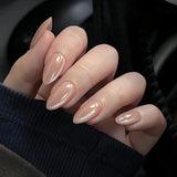 24-piece pink flower almond press-on false nails, kawaii wearable stick-on nail tips by HSF Marketplace